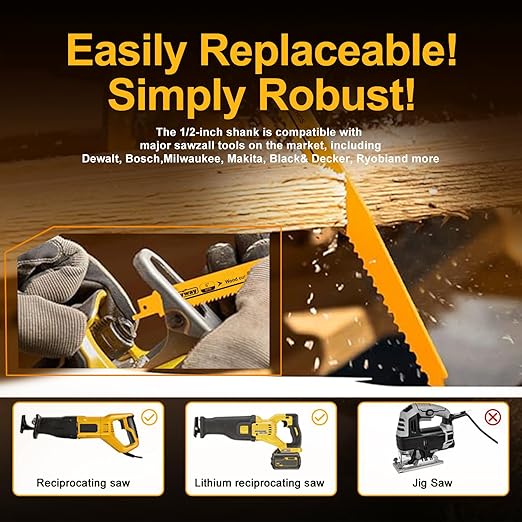 Luckyway Reciprocating Saw Blades Set, Sawzall Blades Set, Metal/Woodcutting Saw Blades, Pruner Saw Blades with Tough Storage Case 32-Piece