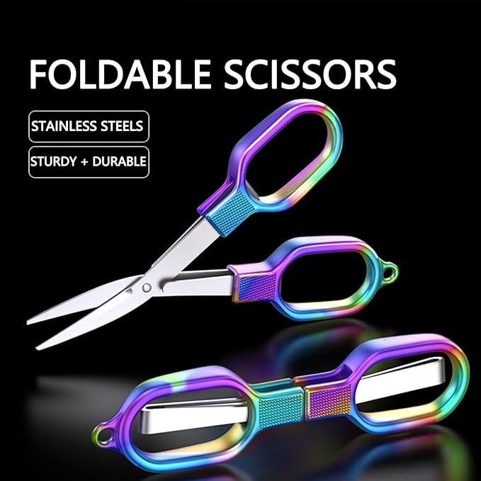 Folding scissors,TSA-Compliant and Portable,Compact enough to fit in your purse,Safe Portable Travel,small,Stainless Steel Retractable Scissors,fishing scissors,2 Pcs