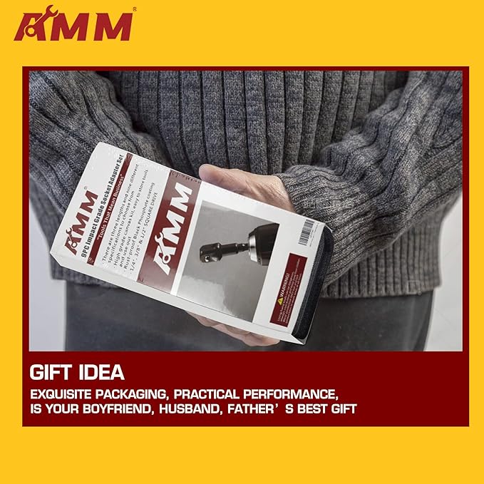 AMM 9-Piece Impact Grade Socket Adapter Set竊?/4", 3/8", and 1/2" Drive | 3", 6", and 10" Socket Driver Adaptor竊똀dapt Your Power Drill To High Torque Impact Wrench