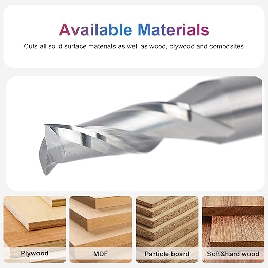 SpeTool Upcut Spiral Router Bit 3/8 inch Cutting Diameter 1/2 inch Shank 1-1/4 inch Cutting Length, Carbide CNC Router Bits End Mill for Wood Mortises Carving Engraving