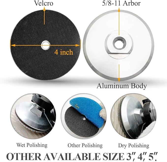 DT-DIATOOL Aluminum Backer of Polishing Pad 3 Inch 2pcs- Hook Loop Backing Pad with Arbor 5/8" 11 for 3 Inch Wet or Dry Polishing Pads