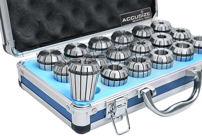 Accusize Industrial Tools - Precision ER32 Collet Set, 18 Pcs, Sizes 3/32'' to 25/32'', High Accuracy, Durable Storage Box, 0223-0880