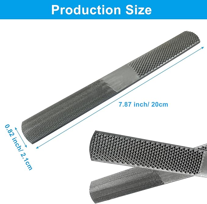 2 Pack 4 Way Wood Rasp File, Carbon Steel Hand File and Round Rasp, Half Round Flat & Needle Files for Sharping Wood and Metal Tools