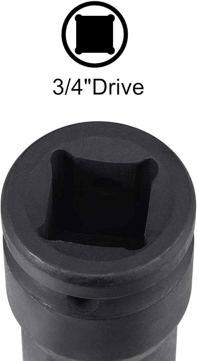 uxcell 3/4-Inch Drive 19mm 12-Point Deep Impact Socket, CR-MO Steel 78mm Length, Metric Sizes