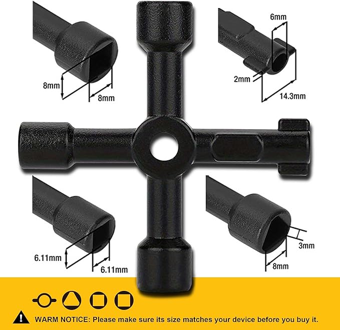 4 in 1 Meter Box Key Gas Key Utility Key, for mail box, elevator, electrical cupboard box, train door, water meter valve, 2-Pack