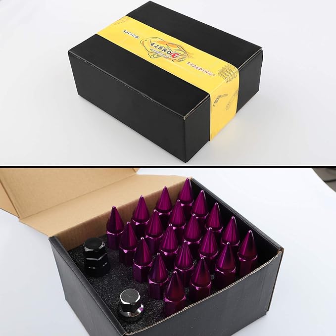 20Pcs Anti Theft Spiked Extended Tuner Wheel/Rims Lug Nuts M12X1.5+Socket (Purple)
