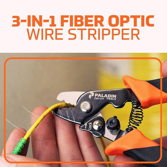 Paladin Tools PA1177 Pro-Grip 3-in-1 Fiber Optic Stripper, Professional Grade Adjustable Fiber Stripper