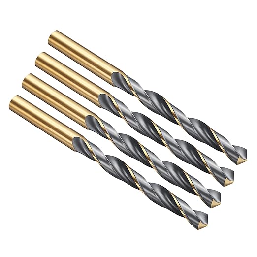PATIKIL 9.5mm Drill Bit, Jobber Straight Shank 4341 High-Speed Steel 118째 Black and Gold Finish for Medium-Hard Metal Steel Acrylic - 4 Pack