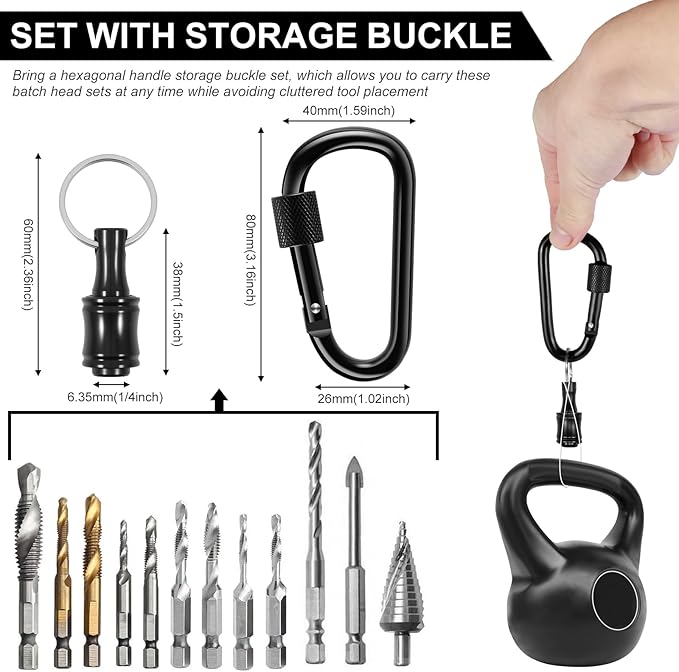 Bit Holder Keychain Tool with1/4?쏦ex Shank,Aluminum Alloy Screwdriver Bit Holder 16pcs Set with Spring Screwdriver Bits,L-Shaped Wrenches,Hollow Bits(T8,T10,T15,T20,T25,T27,T30),Drill Screw Adapter