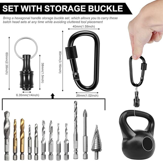 Bit Holder Keychain Tool with1/4?쏦ex Shank,Aluminum Alloy Screwdriver Bit Holder 16pcs Set with Spring Screwdriver Bits,L-Shaped Wrenches,Hollow Bits(T8,T10,T15,T20,T25,T27,T30),Drill Screw Adapter
