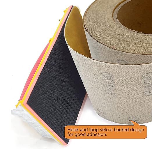 80 Grit Hook and Loop Sandpaper Roll, 2-3/4" X 20 Yard Aluminium Oxide Hook-and-Loop Backed Sand Paper Emery Cloth for Wood Furniture Finishing Metal Sanding Polishing and Woodworking