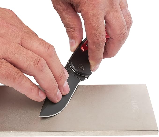 Trend 8-Inch Diamond Sharpening & Flattening Stone, Double Sided (180/600 Grit) Bench Stone with Pouch, Cleaning Block & Non-Slip Mat, DWS/CP8/FX