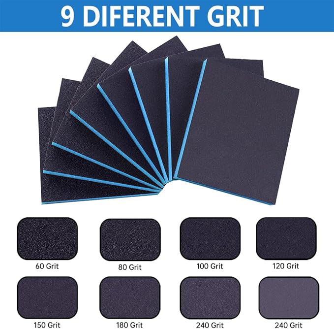 16 Pack 80 Grits Sanding Sponge, Coarse Sanding Block, Washable and Reusable Wet Dry Sandpaper Block Sandpaper Sponge for Wood Metal FurniturePaint and Drywall
