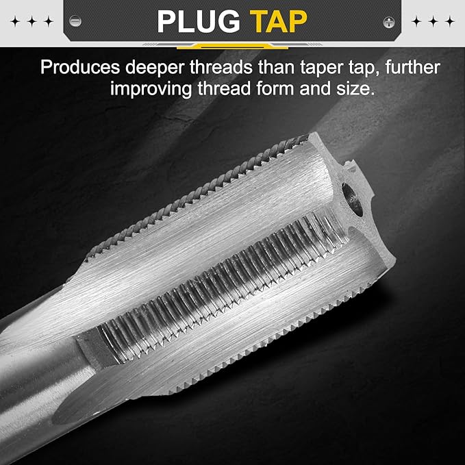 uxcell Hand Plug Tap M14 x 0.75 H2 Metric Thread Plug Style Taps Straight Flute Screw Tapping Threading Tool High Speed Steel HSS6542