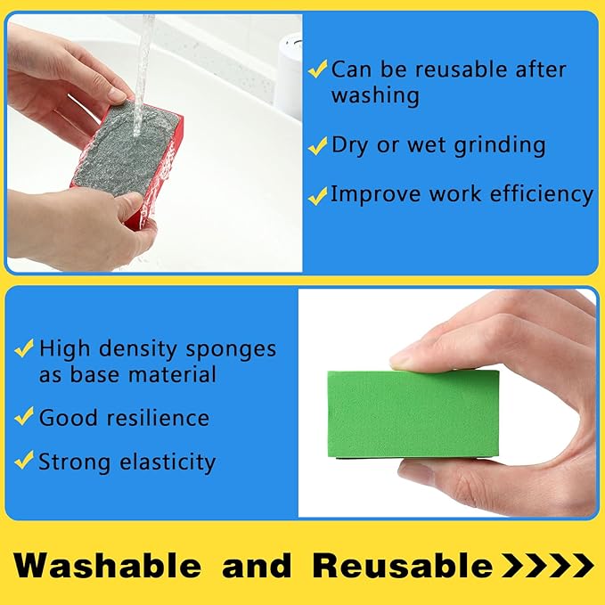 7 Pcs Diamond Hand Polishing Pads 60/100/200/400/800/1500/3000 Grit Diamond Sanding Pads Wet and Dry Sanding Block with Sponge Backing for Glass Tile Stone Concrete Granite Marble Ceramics