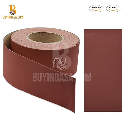 Indasa 2.75" PSA Sandpaper Roll - 27 Yard Rhynostick 220-Grit Long Continuous Roll, Self-Adhesive Stickyback Sand Paper for Woodworking, Automotive, Metal (Aluminum Oxide Plus Lubricant)