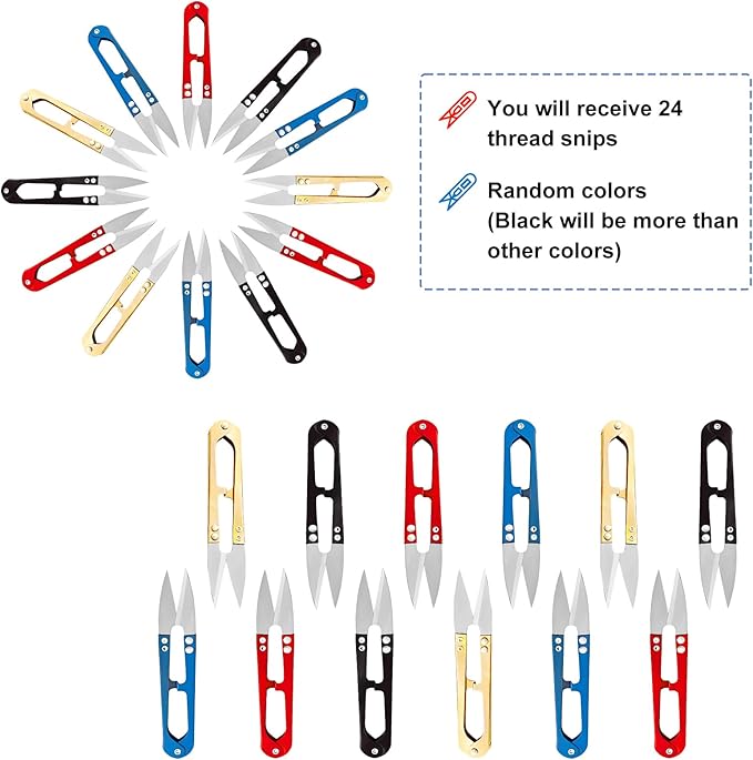 24Pcs Sewing Scissors for Fabric, Thread Yarn Embroidery Clippers Cutter, Small Snips Plant Trimming Nipper, Great for Stitch, Art Craft, Mini DIY Supplies,Garden Use