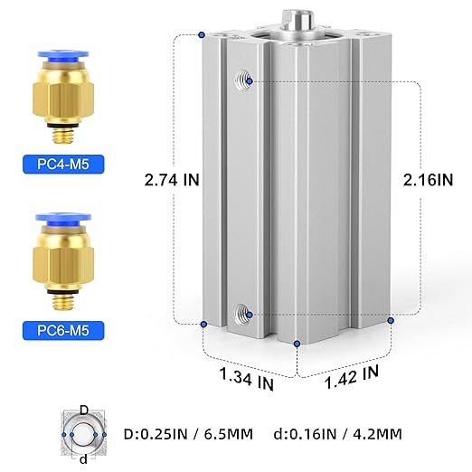 TAILONZ PNEUMATIC 20mm Bore 50mm Stroke Pneumatic Small Thin Cylinder Aluminum Pneumatic Air Cylinder SDA20-50