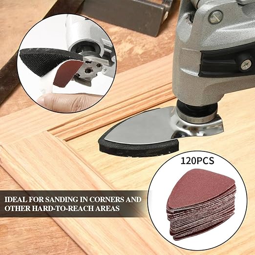 246Pcs Oscillating Tool Sanding Pad Kit, 3Pcs Multitool Sanding Pads and 3Pcs Finger Sanding Pad, 240Pcs Sandpaper, for Wood/Plaster Polish Sanding, & Other Surfaces, Compatible with Multiple Tools