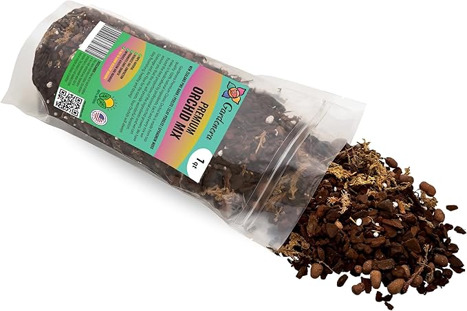 Organic Premium Orchid Soil Mix by Gardenera - Hand Mixed Classic Sphagnum Moss Potting Soil Mix - for Phalaenopsis Orchid - 5 Quart - Made in USA