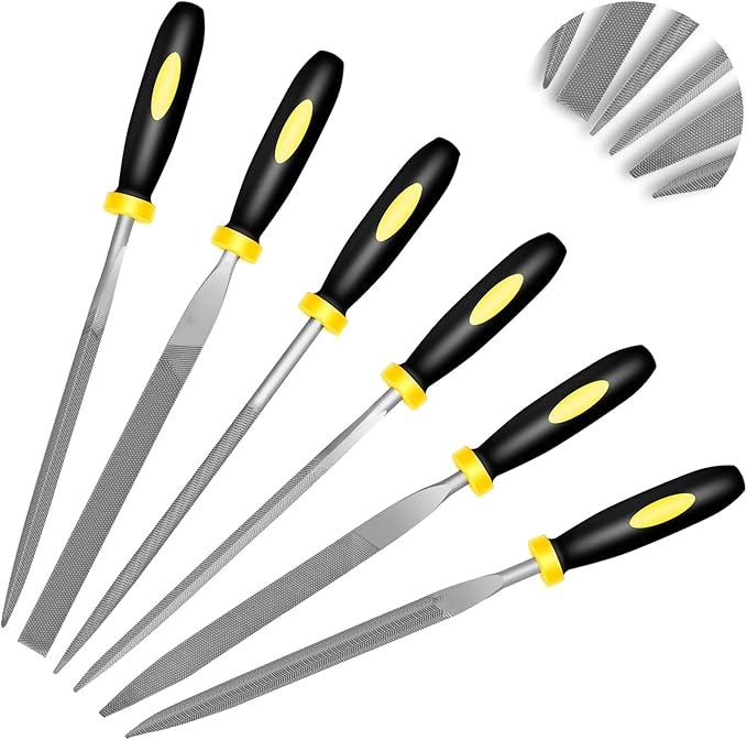 6pcs Metal Needle File Set, Mini Hand Metal Needle File Sets, 3rd Generation Hardened Alloy Strength Steel Set, Includes Flat Warding, Round, Flat, Triangular, Square and Half - Round Files