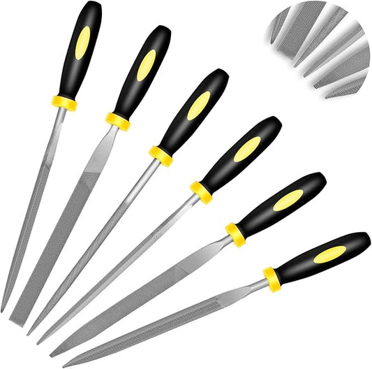 6pcs Metal Needle File Set, Mini Hand Metal Needle File Sets, 3rd Generation Hardened Alloy Strength Steel Set, Includes Flat Warding, Round, Flat, Triangular, Square and Half - Round Files