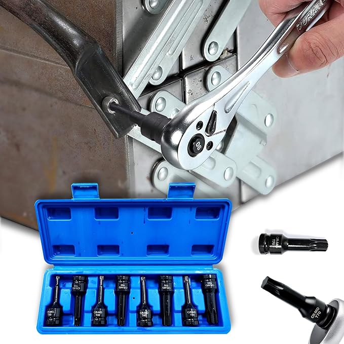 1/2" Impact Drive Torx Bit Socket Set, T30 T40 T45 T50 T55 T60 T70 T80 Cr-Mo Impact Grade,1/2" Drive Torx Bit Socket Set with Case