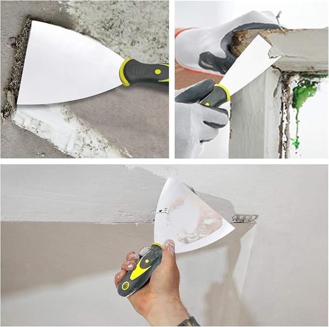 Putty Knife Set, 4 PCS (2,3,4,6 inch) Spackle Putty Knives, Metal Scrapers, Putty Scrapers for Drywall, Putty, Decals, Wallpaper, Baking, Patching and Painting