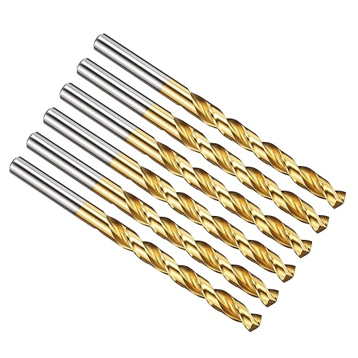 PATIKIL 6.5mm Drill Bit, M42 8% Cobalt High-Speed Steel Jobber Straight Shank 135° Titanium Nitride (TiN) Coated for Hard Metal Stainless Steel - 6 Pack