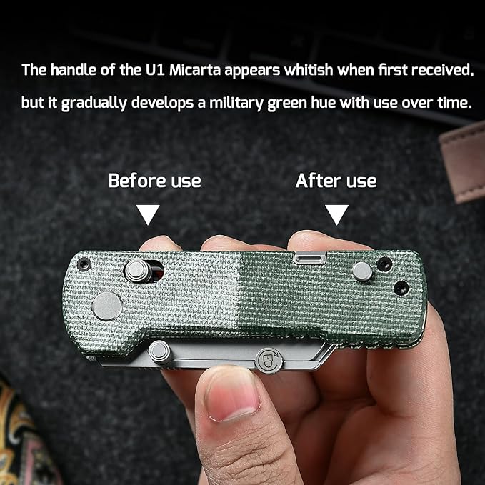 OKNIFE U1 Pro Multitool Folding Utility Knife with Folding Screwdriver, Quick Change Blade, Rail Lock & Pocket Clip for Men Women (Green Micarta)
