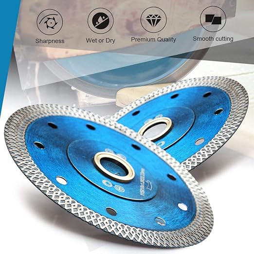 2Pack 4" Super Thin Diamond Blade Cutting Porcelain Tile Blade for Granite Marble Ceramic Wet or Dry Cutting (4"-2)