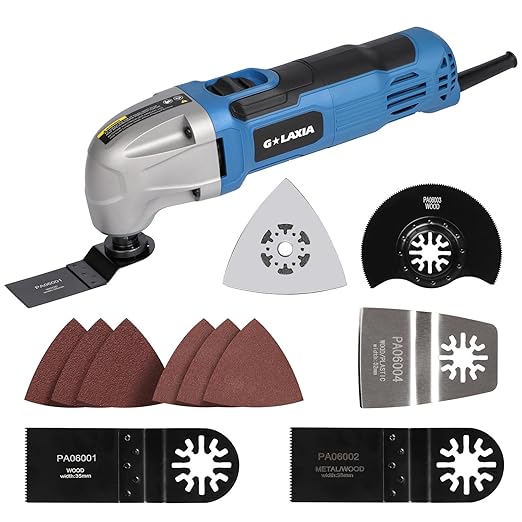 Oscillating Tool, 1.5A Oscillating Multi Tool with with 3째 Oscillation Angle, 12 Piece Accessories Scraping, Grinding, Sanding, Cutting