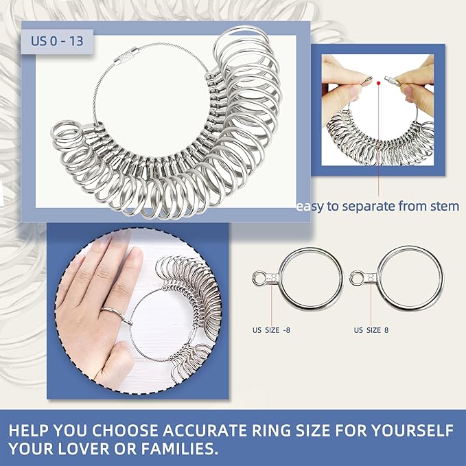 Ring Sizer Mandrel Ring Making Tool Ring Shaper Tool Fix Bent Rings Metal Size Measuring Repair Kit with Jewelry Mallet