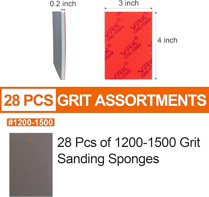 28 Pcs 1200-1500 Grit Sanding Sponge,Ultra Fine Sandpaper,Soft Foam Hand Sander Block Wet Dry Sanding Pads for Automobile Wood Furniture Metal Drywall Polishing