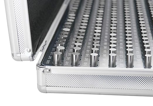 Accusize Industrial Tools 0.251''-0.500'', 250 Pc Steel Plug Pin Gage Set, Minus, Class Zz, with Reliable Strong Aluminum Case, M2(-) a