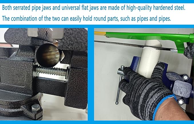 MYTEC 2-In-1 Work Bench Vise, Upgraded Multi-Purpose Table Vice, Universal Rotate 270째Work Clamp-On Vise, 4.5" blue