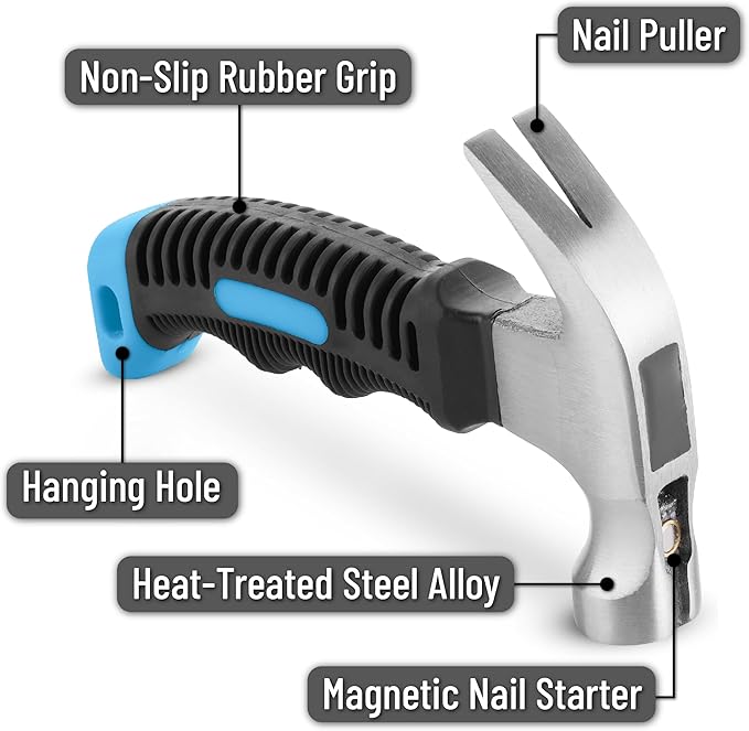 Mr. Pen- 8oz Pastel Blue Camping Claw Stubby Tack Magnetic Nail Hammer for Women and Men