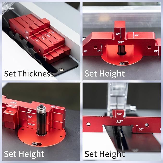 Router Table Setup Blocks Woodworking,14pcs Aluminum Precision Setup Bars Height Gauge Kit for Router Table Saw Accessories with Storage Case.