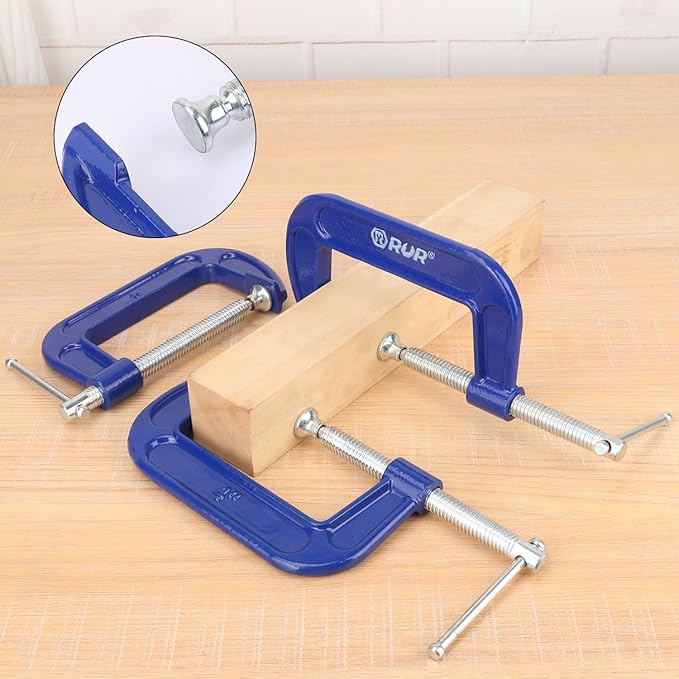 6 Pack 4 Inch C Clamp, Heavy Duty C Clamps, 4 Inch C-Clamp for Woodworking, Brake Calipers, Maintain, Building, DIY Project, Blue
