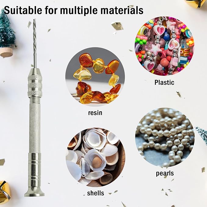 Manual Craft Drill,Hand Drill with 10 PCS Small Drill Bits (0.8mm-3.0mm),for Jewelry Making,Small Hand Drill for Resin,Rotary Tools for Wood,Jewelry,Plastic,Miniature-Silvery