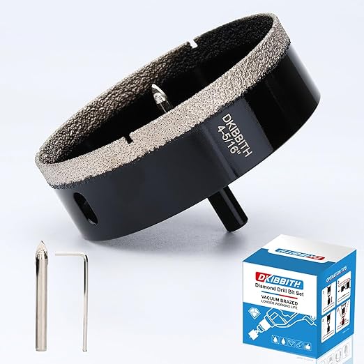4-5/16" Diamond Hole-Saw Bits with Pilot Drill Bit 4-5/16 in Diamond Tipped Tile Hole Saws with Guiding Bit for Accurate Drilling, for Porcelain Tile Ceramic Pottery Granite Stone Glass Bottles 110mm