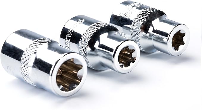 MAXPOWER 9-Piece 3/8 Inch E-Torx Star Socket Set - E7, E8, E10, E11, E12, E14, E16, E18, E20