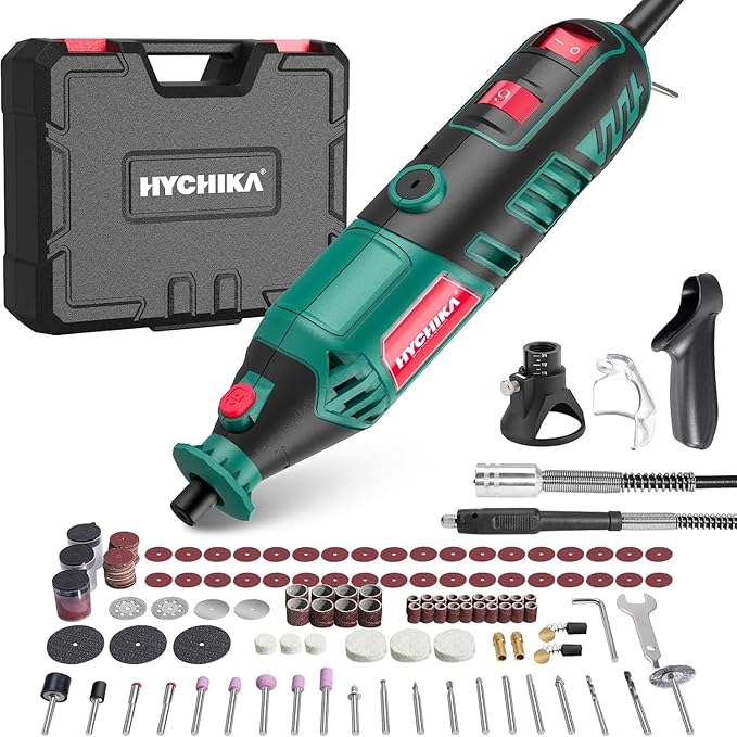 HYCHIKA Heat Gun,Orbital Sander 3.8Amp 450W,6.2A Mini Circular Saw,Reciprocating Saw,180W Rotary Tool,50W LED Work Light,6-Tool Power Tool Combo Kit