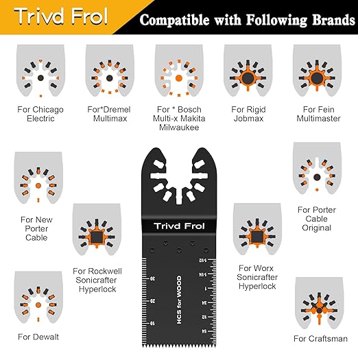 100PCS Oscillating Saw Blades, Professional Universal Titanium Multitool Blades for Wood Plastics Metal, Quick Release Multi Tool Blades Kits Fit Dewalt Ryobi Milwaukee Rockwell Fein