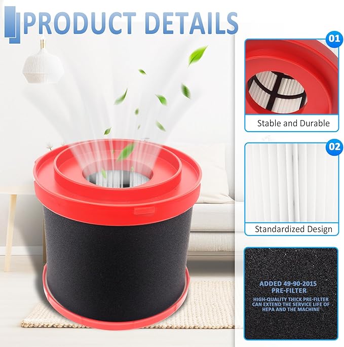 49-90-1900 HEPA Filter Replacement Compatible with Milwau-kkee M18 Cordless 2 Gal.Wet Dry Vacuum 0880-20 0780-20 (2)
