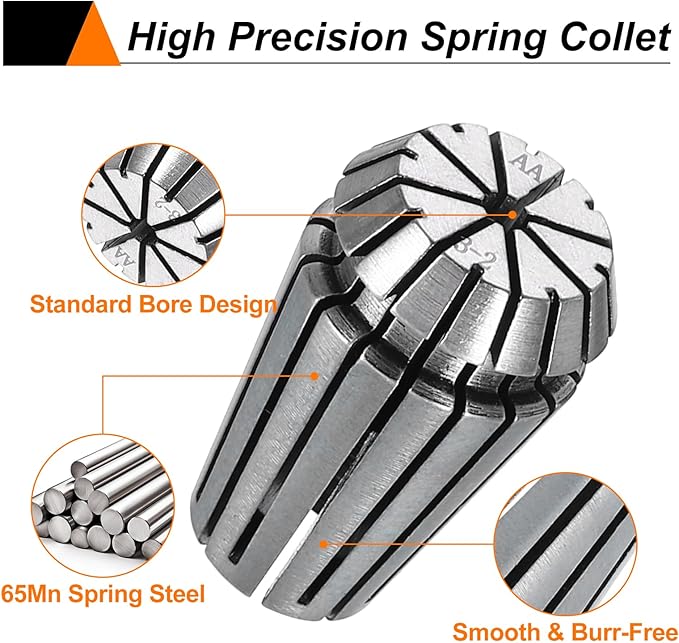 HARFINGTON Spring Collet Chuck ER16 3mm 65Mn Spring Steel Precision Router Collets for CNC Engraving Milling Lathe Tool