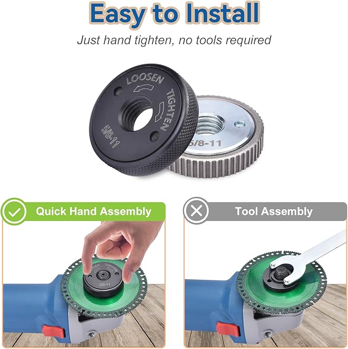 5/8"-11 Thread Angle Grinder Flange Nut, Tool Free Quick Release Lock Nut for for 4쩍" 5" 7" 9" Angle Grinder