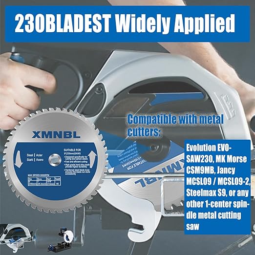 9 Inch Metal Cutting Saw Blade,Replacement for Evolution 9 Inch Metal Cutting Saw Blade,Compatible with Evolution EVOSAW230 Circular Saw Blade,48 Teeth,1 Inch Center Shaft,3 Warranty