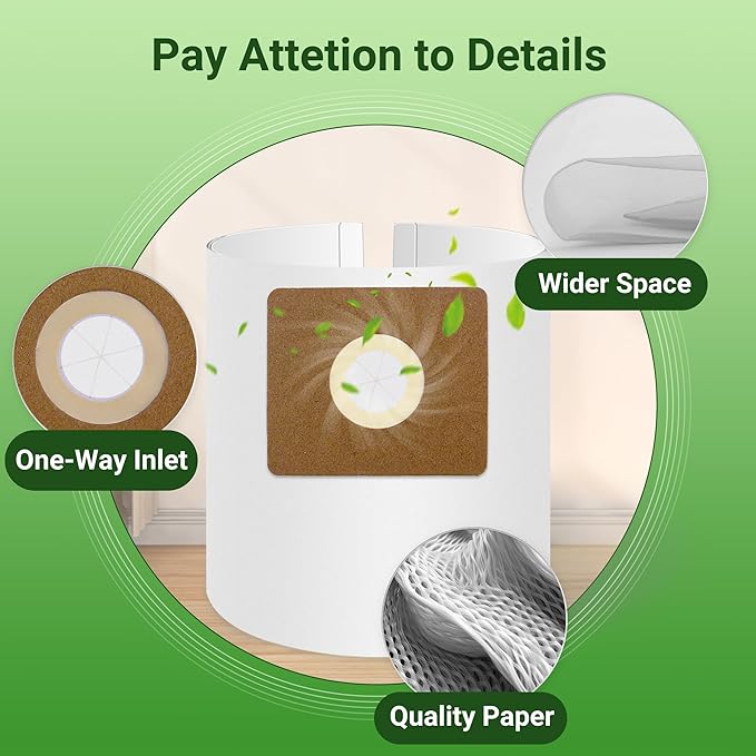 3 Pack Vacuum Bags Replacement for Shop Vac Bags 2-2.5 Gallon Type B 90668 9066800 9066833, All Around EZ QAM70 and CMXZVBE38774, PETOX High-Efficiency Disposable Vaccum Collection Filter Bags