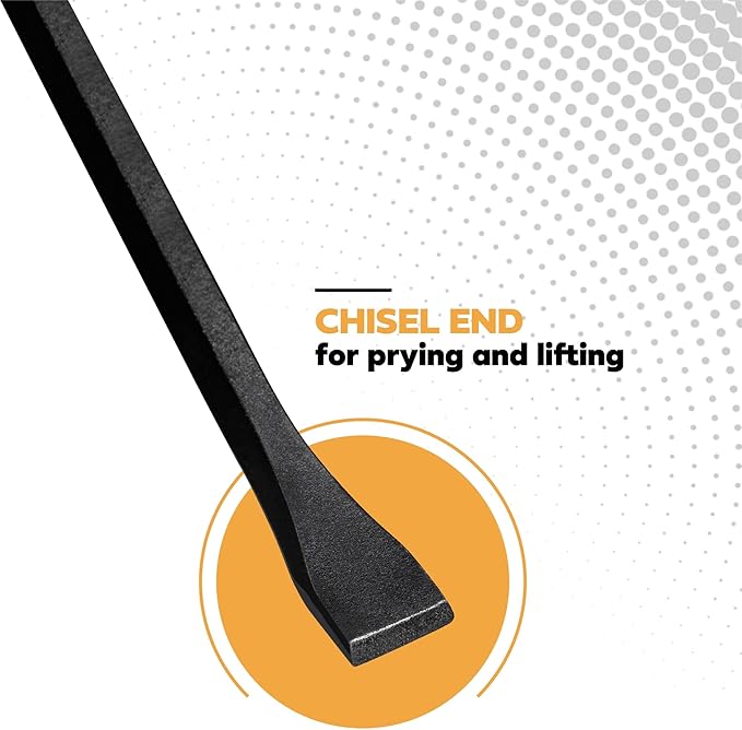 Olympia Tools 30" Wrecking Bar, Heavy Duty Pry Bar with Beveled Chisel End and Forged Carbon Steel for Prying, Lifting and Pulling Nails
